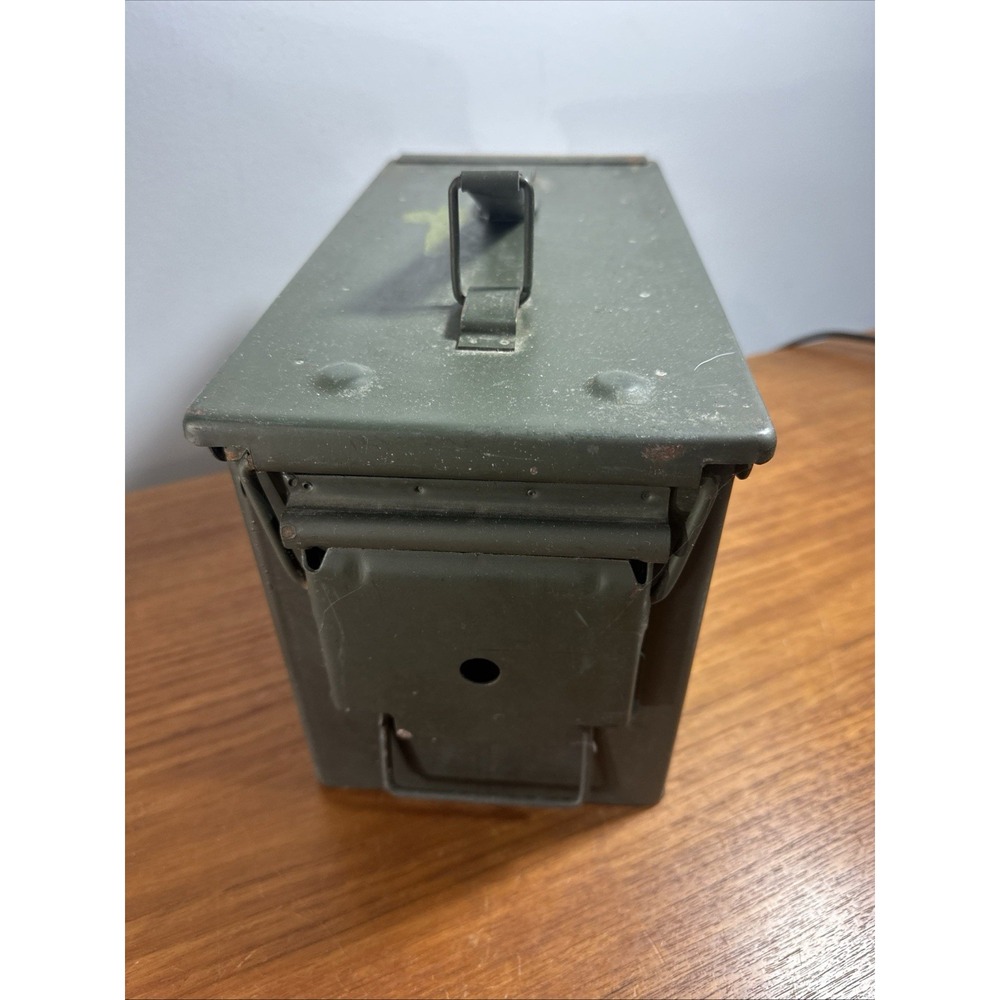 Vintage U.S. Military M2A1 .50 Cal Ammo Can SCF Olive Drab Steel Early Unmarked